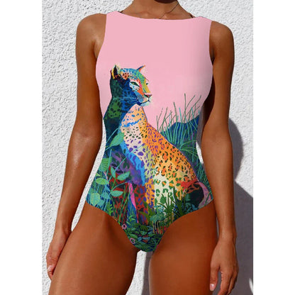 jinran Print One Piece Swimsuit 2024 New Push Up Swimwear Women Vintage Retro Bathing Suits Bodysuit Beach Wear Backless Monokini