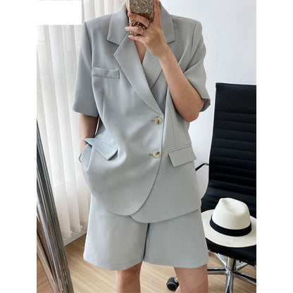 jinran 2022 Summer Thin Authentic Upscale Suit Elegant Women's Suit Jacket Shorts Suit Casual Loose Two Piece Office Suit