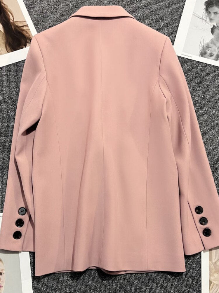 jinran Pink Suit and Jacket Female 2022 Spring and Autumn New Commuter Loose Leisure Joker Black Suit and Jacket Blazer Women