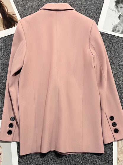 jinran Pink Suit and Jacket Female 2022 Spring and Autumn New Commuter Loose Leisure Joker Black Suit and Jacket Blazer Women