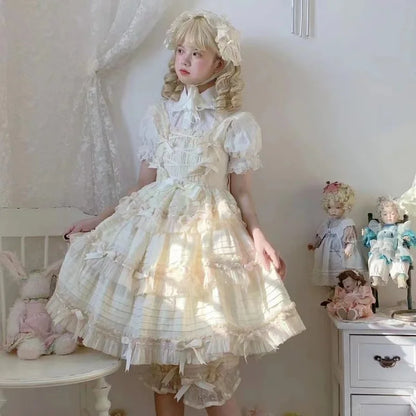 jinran New Lolita original cute color contrast bow jsk dress