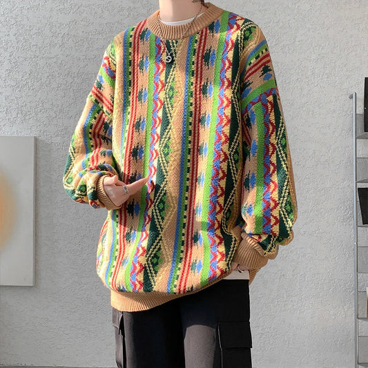 Winter Vintage Sweater Striped Sweaters Hip Hop Y2k Streetwear Korean Fashions Oversized Pullovers Harajuku Luxury Designer Sweater