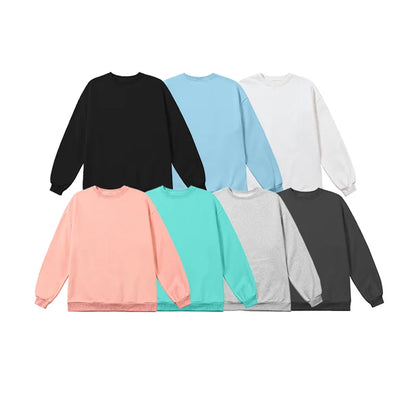 Harajuku Sweatshirts Men Korean Solid Color Basic O Neck Oversized Pullovers Spring Autumn Simple Fashion Casual Tops 5XL-M