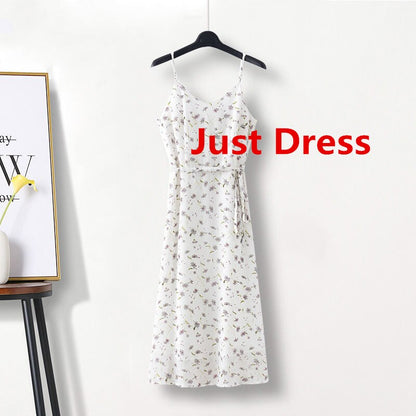 jinran Women's Graceful Spring Summer Work Clothing 2022 Office Lady Thin Suit Coats+Chiffon Print Sling Dress Casual Blazers Female