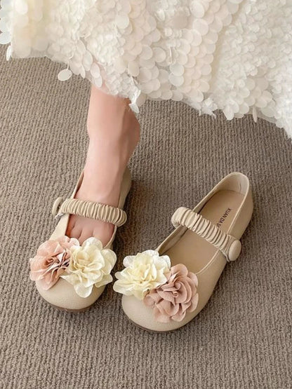 jinran French Style Sweet Single Shoes Women Summer Casual 2024 New Flat Mary Jane Shoes Female Gentle Late Floral Soft Sole Bean Shoes