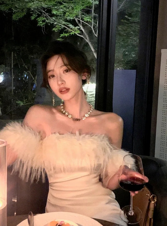 jinran White Vintage Luxury Midi Dresses for Women Autumn New France Sexy Fashion Slim Bandage Party Wedding Formal Female Clothes