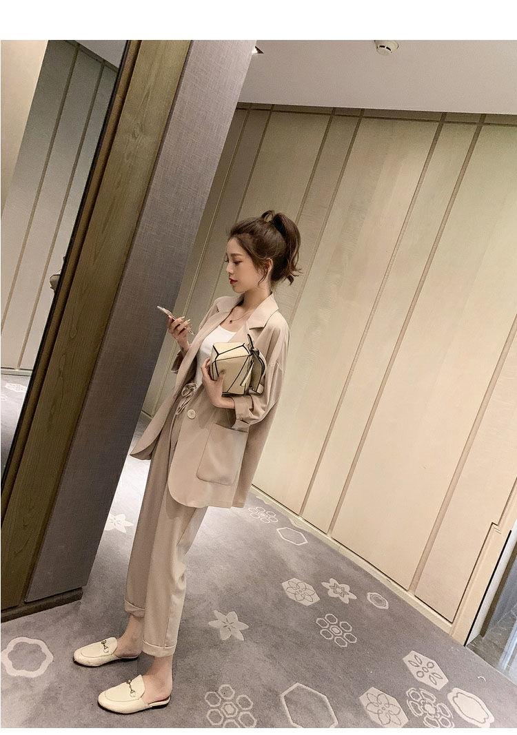 jinran Korean Style New Pink Elegant Women's Pants Suit Fashion Loose Jacket Trousers Two-piece Set Female Office Blazer Tracksuit