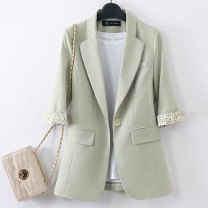 jinran Women's Graceful Spring Summer Work Clothing 2022 Office Lady Thin Suit Coats+Chiffon Print Sling Dress Casual Blazers Female