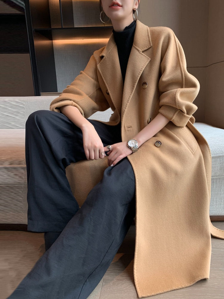 jinran Cotton Padded Autumn Winter New Classic Camel Wool Coat Loose Fashion Joker Temperament Woolen Coat Coats and Jackets Women