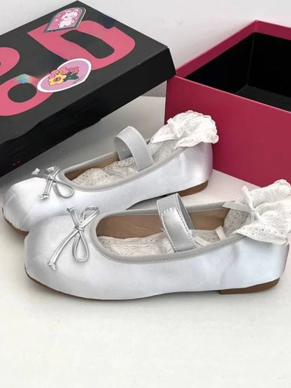 jinran Japanese Kawaii Ballet Shoes Women Lolita Style Bow Sweet Sandals Female Pure Color Buckle Casual Mary Janes Shoes Summer 2024