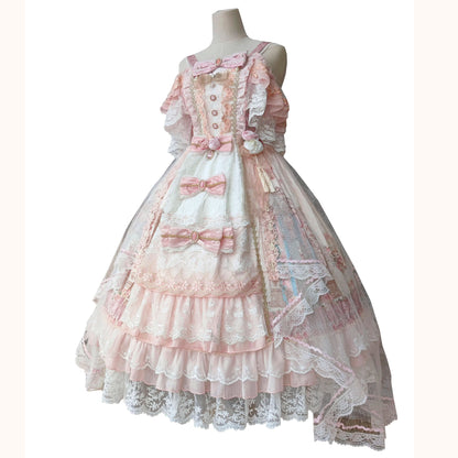 jinran Japanese sweet lace floral embroidered Princess dress Girl Cute pre-party Victorian Lolita dress