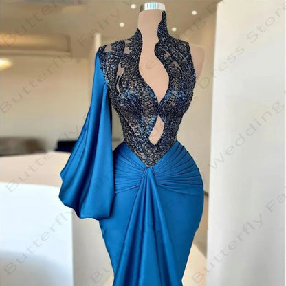 jinran Sexy Mermaid Dresses 2024 New Gorgeous Satin Fashion Exquisite Lace Applique Pretty Mopping Evening Dresses For Women Elegant