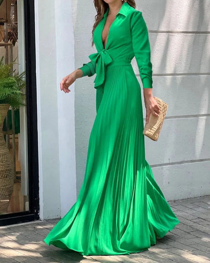 jinran Women's Jumpsuit Summer Fashion V Neck Sleeveless Lapel Solid Color Pleated Ties Loose Wide Leg Jumpsuit