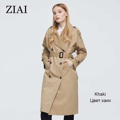 jinran 2022 New Women's trench coat Long Simple Classic Double Breasted Women windbreaker Casual Windproof Outerwear ZS-7246