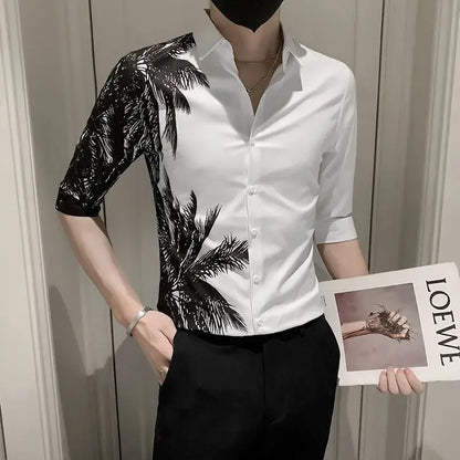 Male Shirts Graphic Oversize White Half Sleeve Men's Shirt with Sleeves Designer Slim Fit Normal Fashion 2024 Korean Style Xxl I