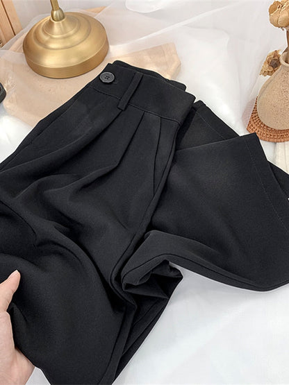 jinran Straight Pants for Women Loose High Waist Streetwear Bottoms Work Pants Suit Spring Summer Office Lady Trousers