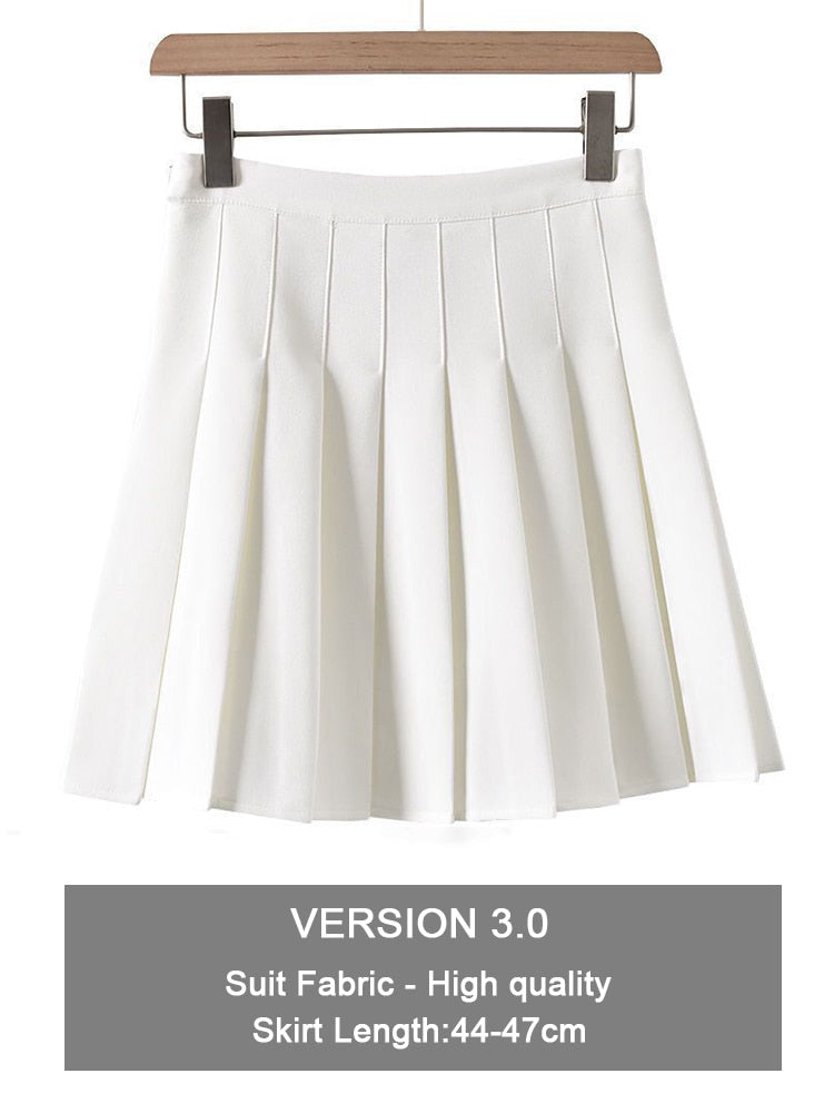 jinran Preppy Style High Waist Solid Pleated Mini Skirt Women Summer Spring Korean Fashion Cute White A-line Skirt Y2k Skort Clothes