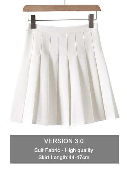 jinran Preppy Style High Waist Solid Pleated Mini Skirt Women Summer Spring Korean Fashion Cute White A-line Skirt Y2k Skort Clothes