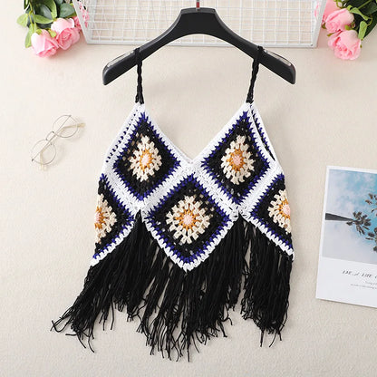 jinran New Hollow Vest for Women Boho Tanktop Bohemian Crop Tops National Style Camisole Lady Free Shipping