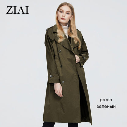 jinran 2022 New Women's trench coat Long Simple Classic Double Breasted Women windbreaker Casual Windproof Outerwear ZS-7246