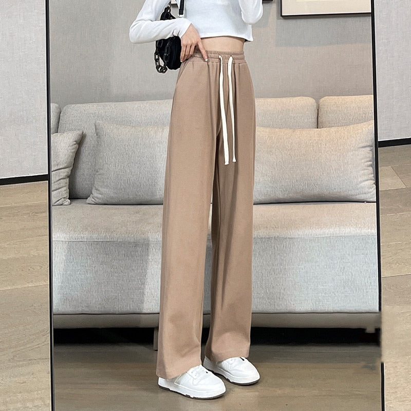 jinran Casual Wide Leg Pants Women'S Spring Autumn New Korean Female Loose High Waist Thin Hanging Feeling Versatile Long Trousers