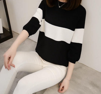 jinran Patchwork Vintage O-Neck Loose Women's Clothing Slight Strech Spring Summer Thin Pullovers Skin Friendly 2022 New Trend Sweaters