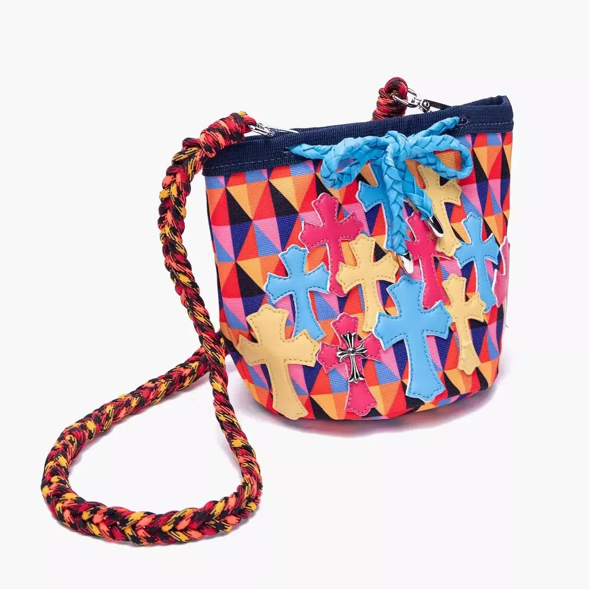 nvxiot  -  Star gold bucket bag colorfulful quilted woven shoulder strap single shoulder crossbody bag for women