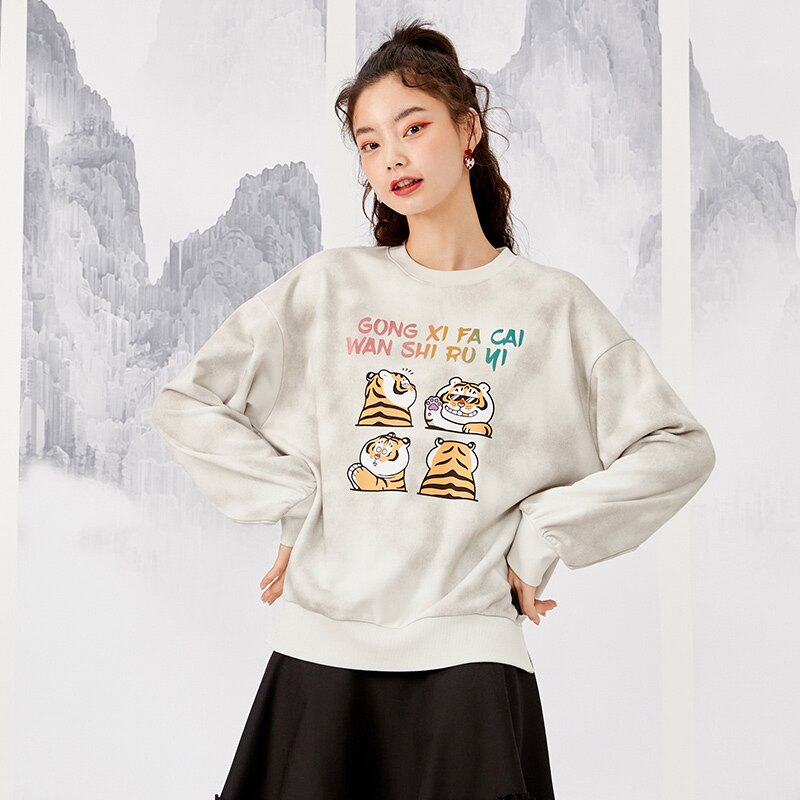 jinran Sweatshirt Women Chinese Style Plate Buckle 2022 Spring New Loose Slit Top Hoodies For Woman