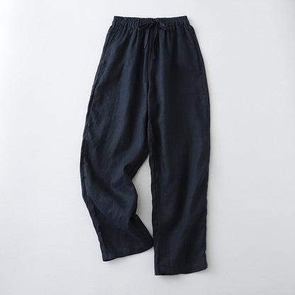 jinran Vintage Cotton Linen Casual Harem Pants Women Breathable Elastic Waist Ankle-Length Trousers Soft Summer Packets U261