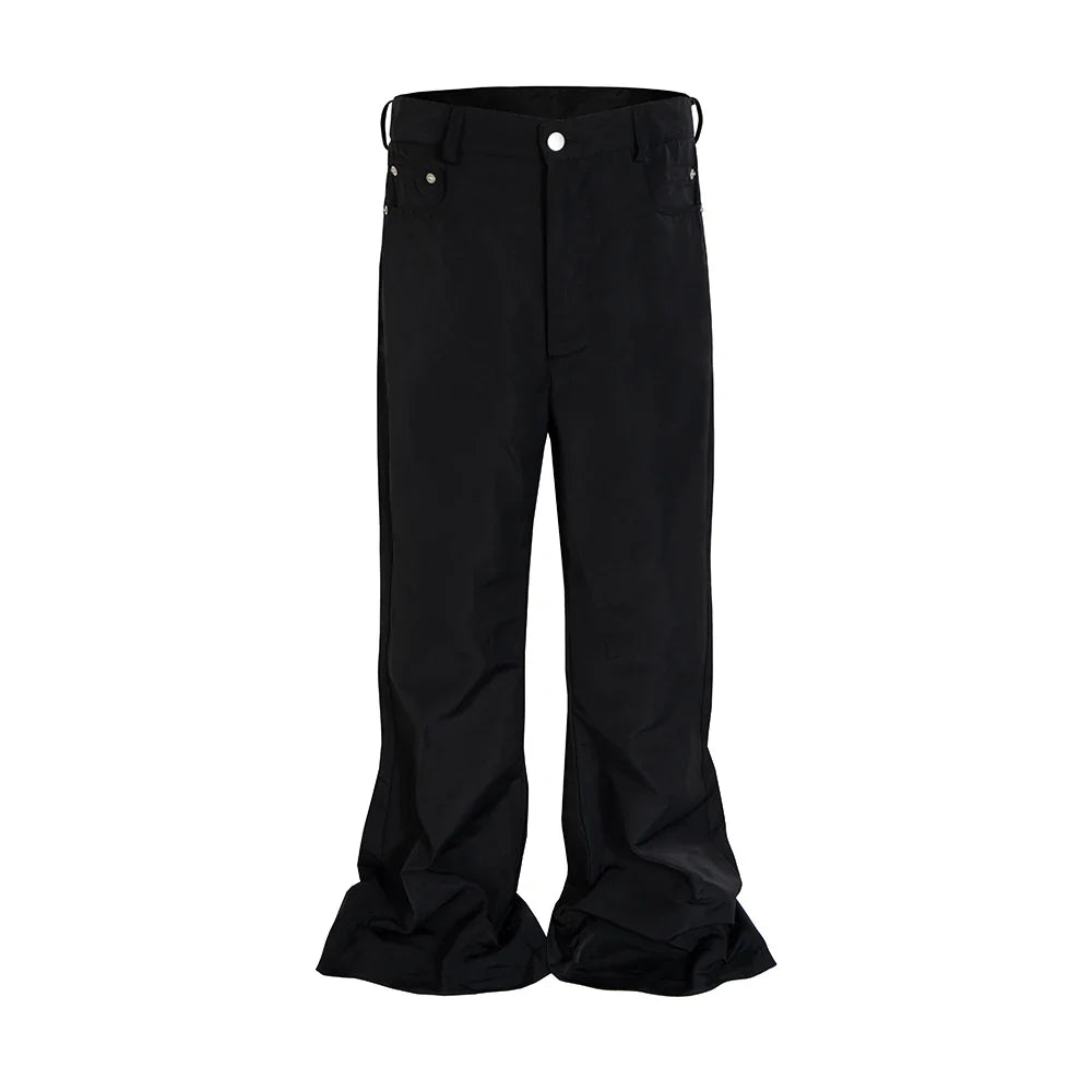 High Street Black Color Boot Cut Mens and Women Wide Leg Baggy Casual Flare Pants Oversized Ropa Hombre Loose Black Trousers