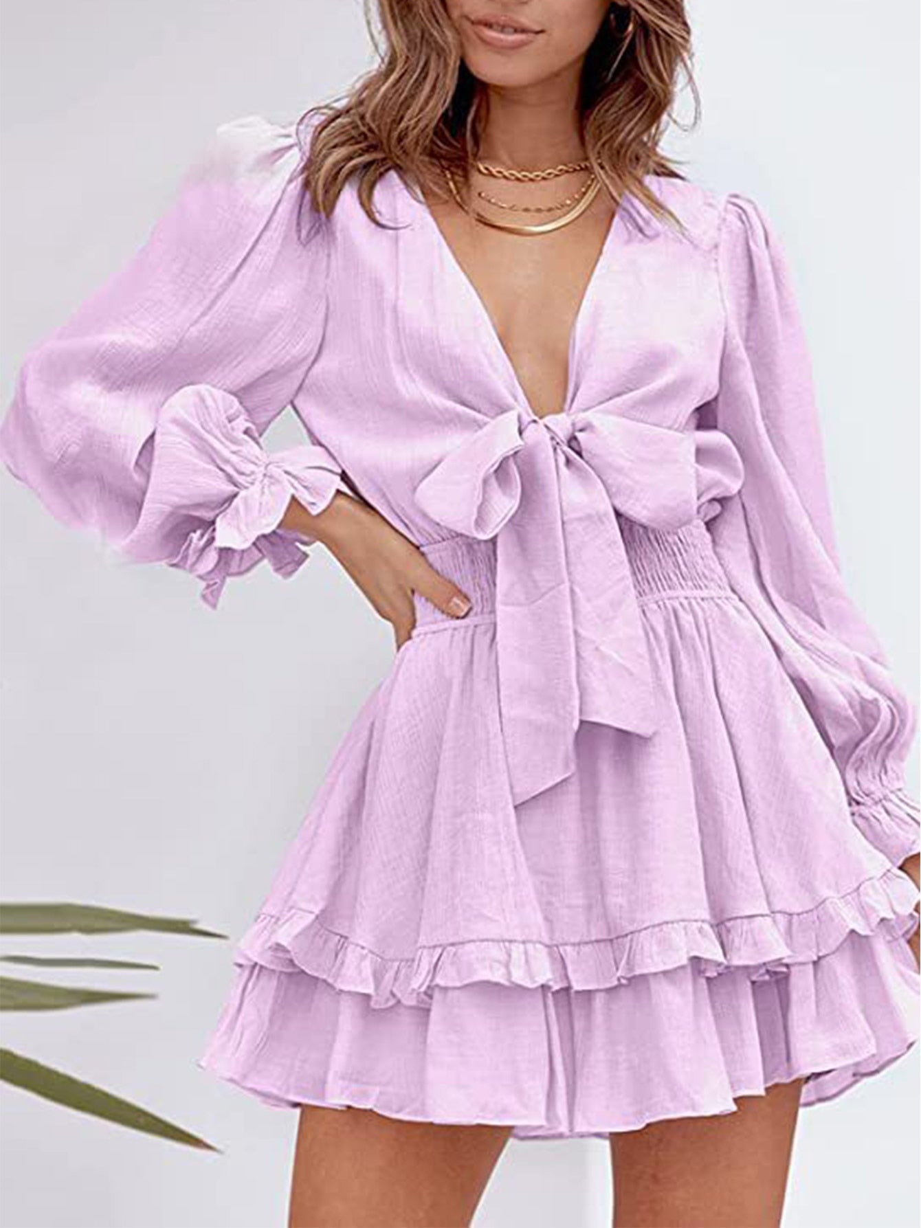 jinran Seawefit 2024 Print Chiffon Dress Ruffle Long Sleeves Mini Dresses Women Belt String Outfits Female Shirring Elegant Floral Robe