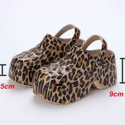 jinran Fashion Colorful Chunky Platform Sandals Women 2024 Wedge Heels Clogs Slippers Woman Hollow Out Closed Toe Beach Slides