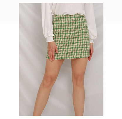 jinran Sweet Kawaii Plaid Women Mini Skirt Korean Fashion Zipper Girl Pencil Miniskirt Preppy Summer Y2k Trend Clothes