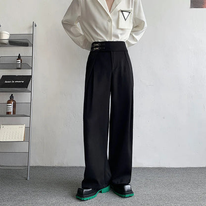 Black Suit Pants Men Oversized Fashion Social Mens Dress Pants Korean Loose Straight Wide Leg Pants Mens Office Formal Trousers