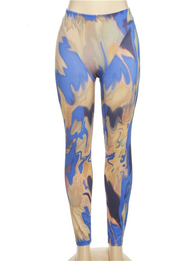 jinran Tie Dye Printed High Waist Leggings Y2K Vintage Sportswear Push Up Work Out Aesthetic Fitness Gym Wear Summer