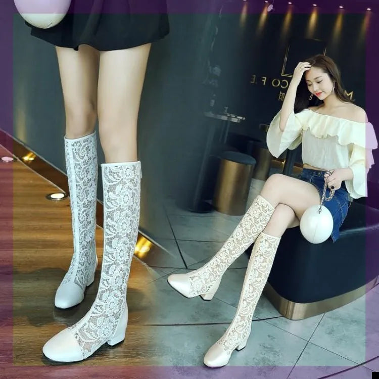 jinran Summer Boots Women Shoes Sexy Thigh High Heels High Sexy Zipper Boots-Women shoes Over-the-Knee White Rubber Autumn Ladies