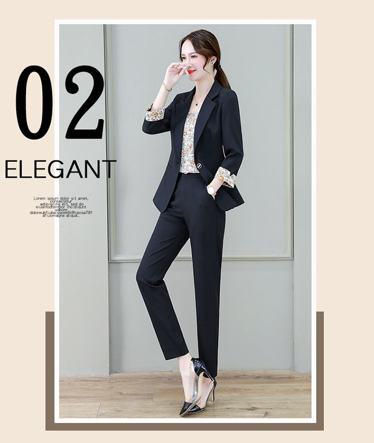 jinran 2022 Summer New Korean Fashion Elegant Women's Pants Suit Printed Vest Flannel Jacket Casual Trousers Three Piece Set Blazer