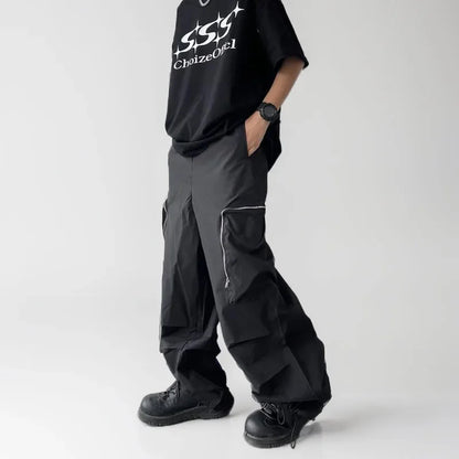 Baggy Black Oversize Men's Cargo Pants Japanese Streetwear Straight Trousers Male Vintage Loose Casual Pocket HipHop