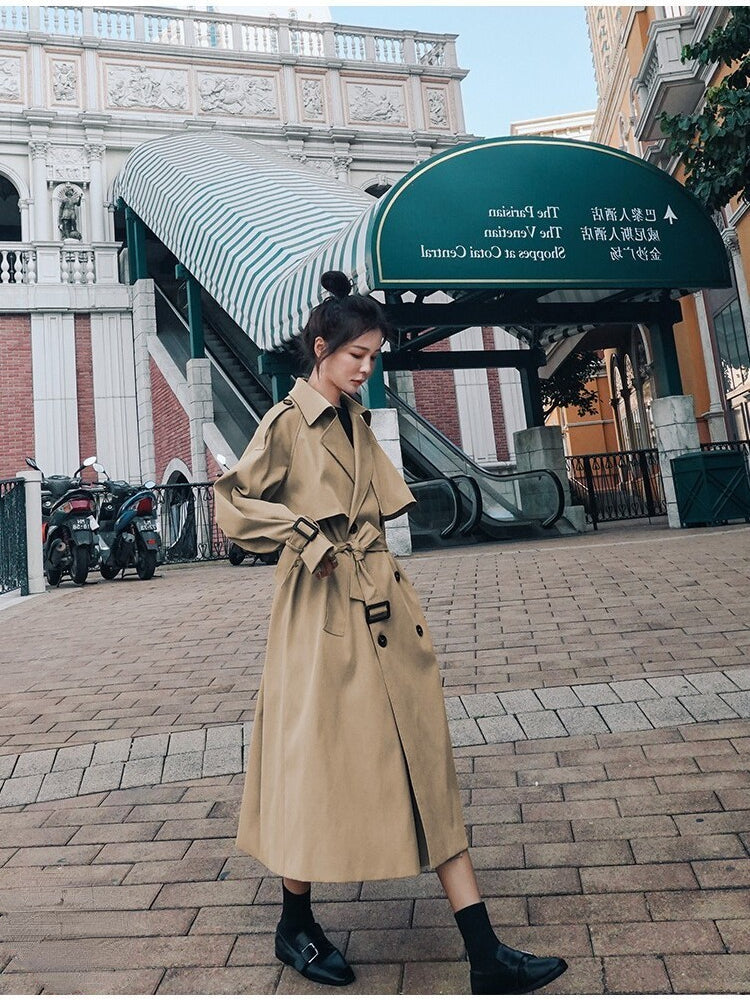 jinran Trench Coat for Women 2022 Autumn Winter New Loose Coat Women's Casual Long Windbreaker Clothing Female Coats and Jackets Women