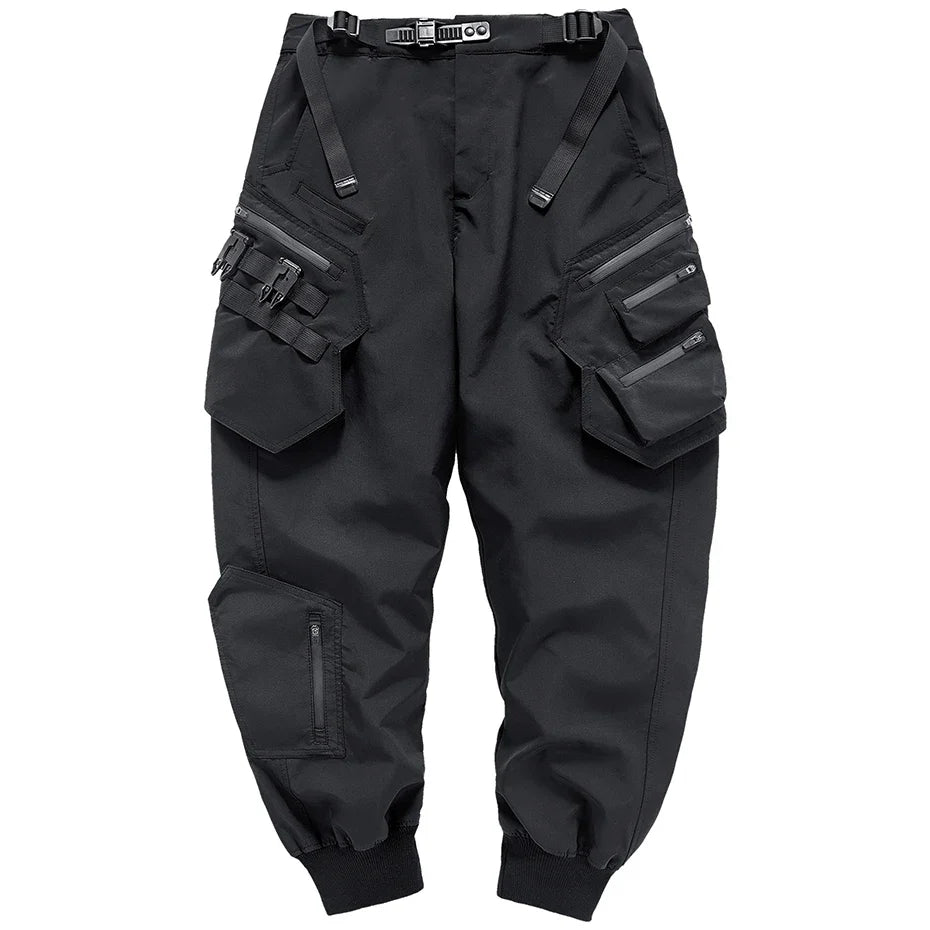 Streetwear Cargo Pants Harajuku Hip Hop Joggers Men Oversized Techwear Pants Multi Pockets Harem Pencil Trousers Black