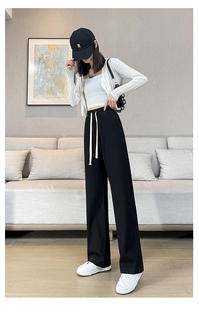 jinran Casual Wide Leg Pants Women'S Spring Autumn New Korean Female Loose High Waist Thin Hanging Feeling Versatile Long Trousers