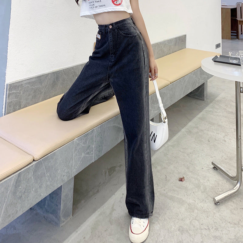 jinran 2022 New Spring Autumn Ins Street Hip-hop Wash Jeans Pants Loose Casual Denim Wide Leg Pants Tide Woman Side Stirp Jeans S-5XL