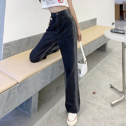 jinran 2022 New Spring Autumn Ins Street Hip-hop Wash Jeans Pants Loose Casual Denim Wide Leg Pants Tide Woman Side Stirp Jeans S-5XL