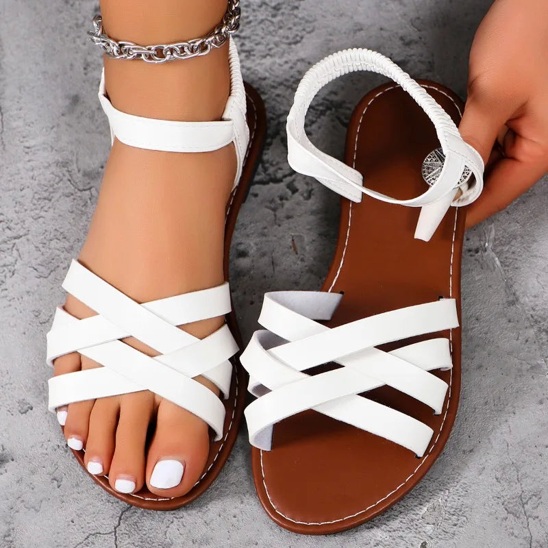 jinran  Summer New Women's Flat Roman Sandals with Non Slip Rubber Soles Fashion Ladies Daily Sandalias