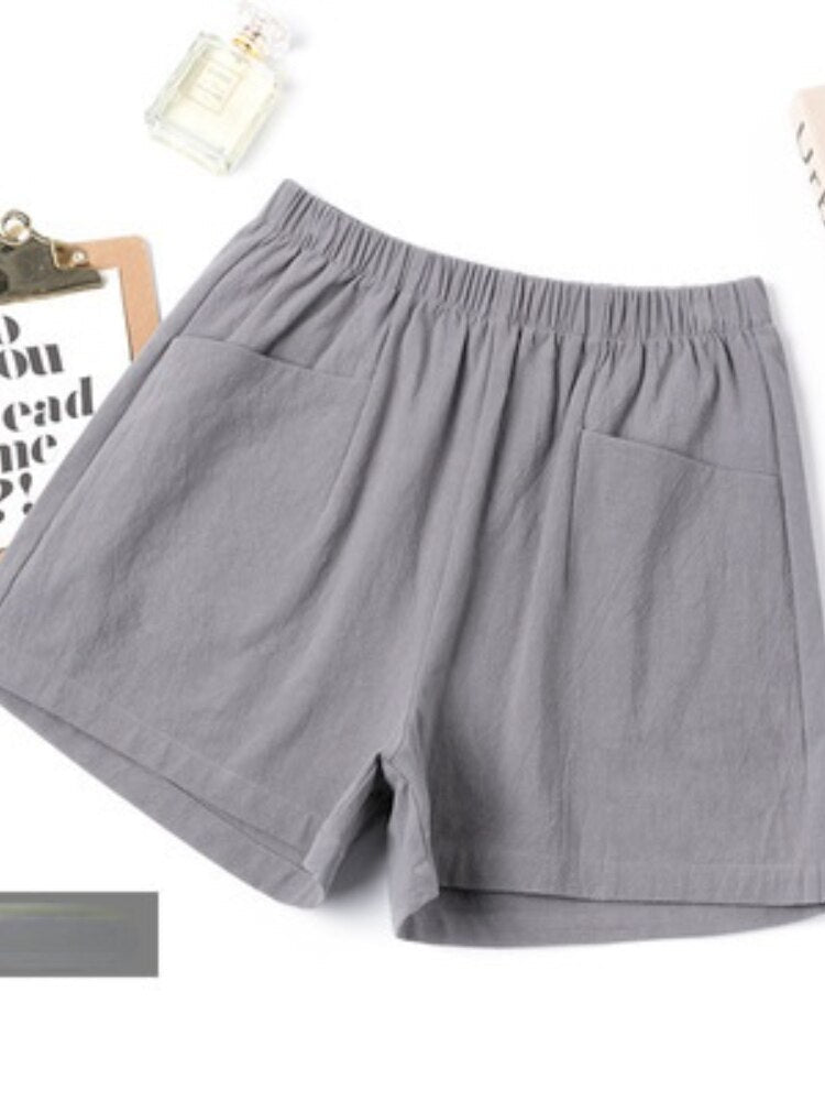 jinran Summer Cotton Linen Shorts Women's High Waist Linen Loose and Thin Hot Pants Large Casual Thin Wide Leg Pants Women Clothing