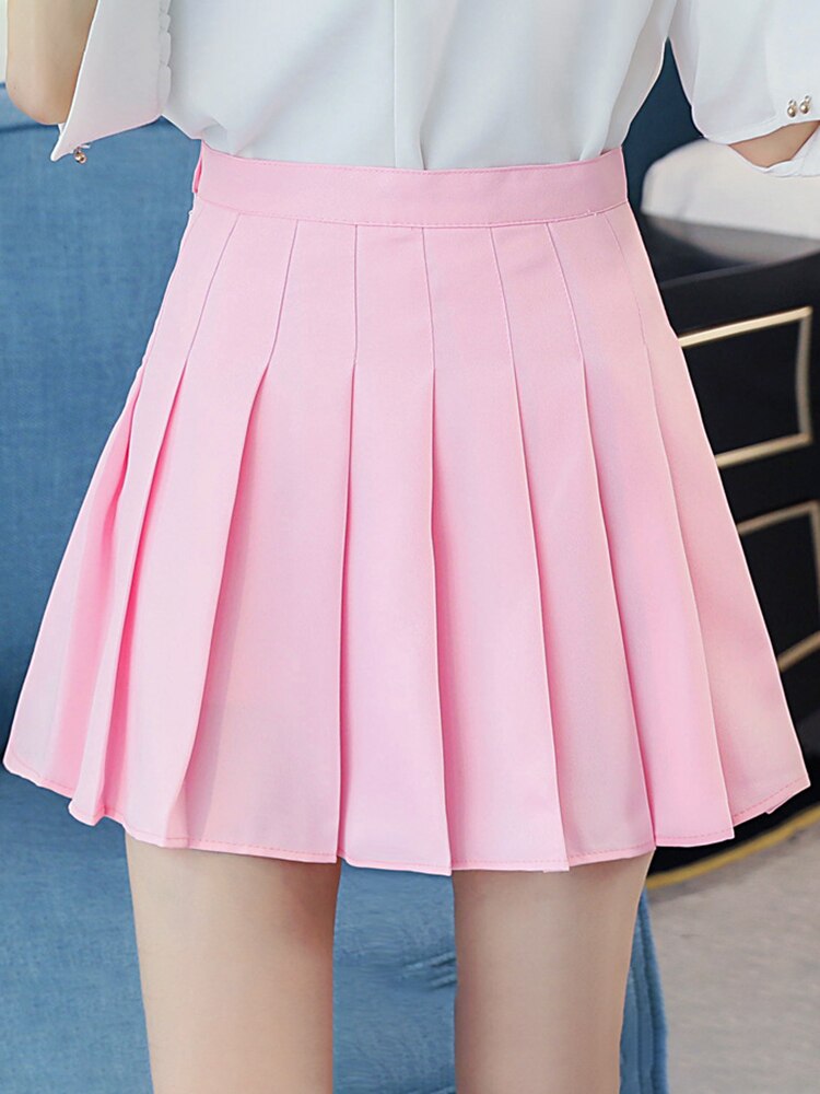 jinran Women Elegant High Waist Pleated A Line Skirt Summer Vintage Harajuku Y2K Plaid Korean Fashion Mini Kawaii Tennis Skirt Grils