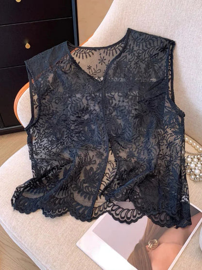 jinran Streetwear Summer Sleeveless Sexy Women Dresses Y2k Aesthetic Embroidery Flower Dress Fairy Harajuku Lace Split Grunge Vestidos