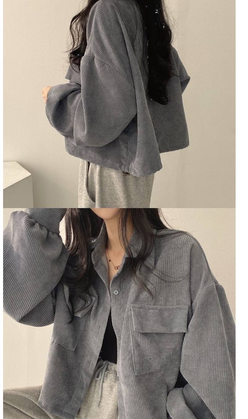 jinran Corduroy Shirt for Woman Elegant Chic Woman Shirt Double Pocket Shirt Coat Autumn and Winter New Casual Jacket Korean