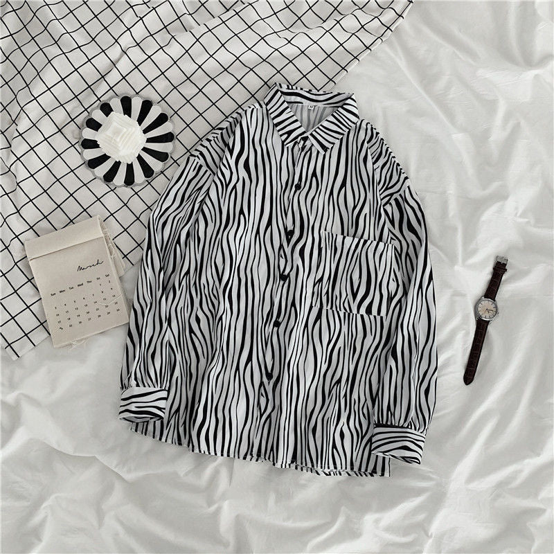 jinran Striped Tunic for Women Cotton Shirt Elegant Spring Summer Women Fashion Zebra Pattern Clothing for Women