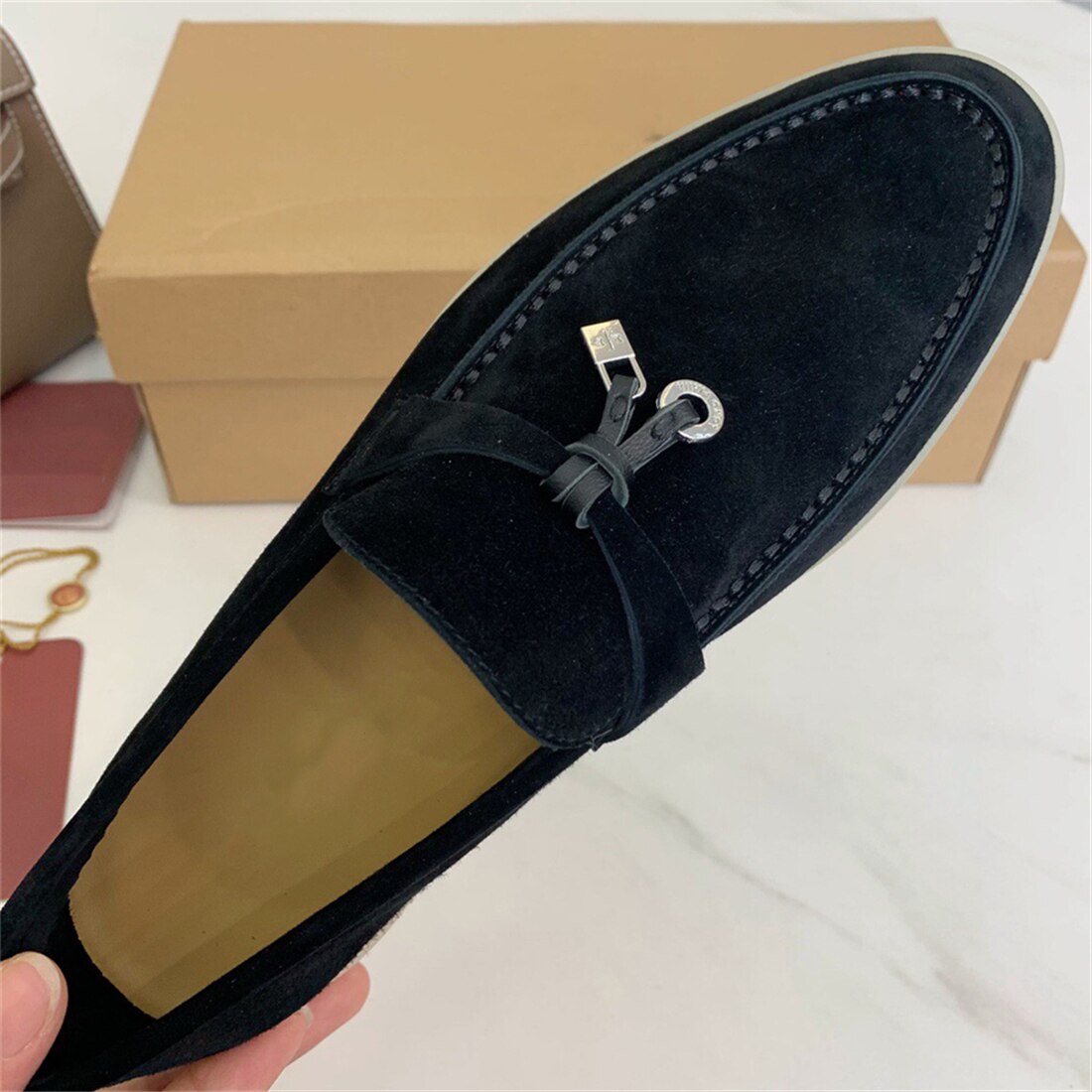 jinran Brand Summer Walk Flat Shoes Woman KidSuede Loafers Leather Fringe Mules Round Toe Flat Casual Shoes Spring Walking Shoes 2022